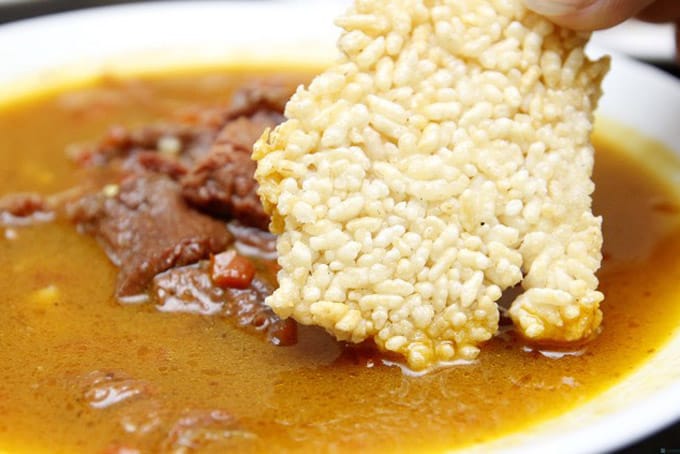 Mountain Goat Meat with Crispy Rice