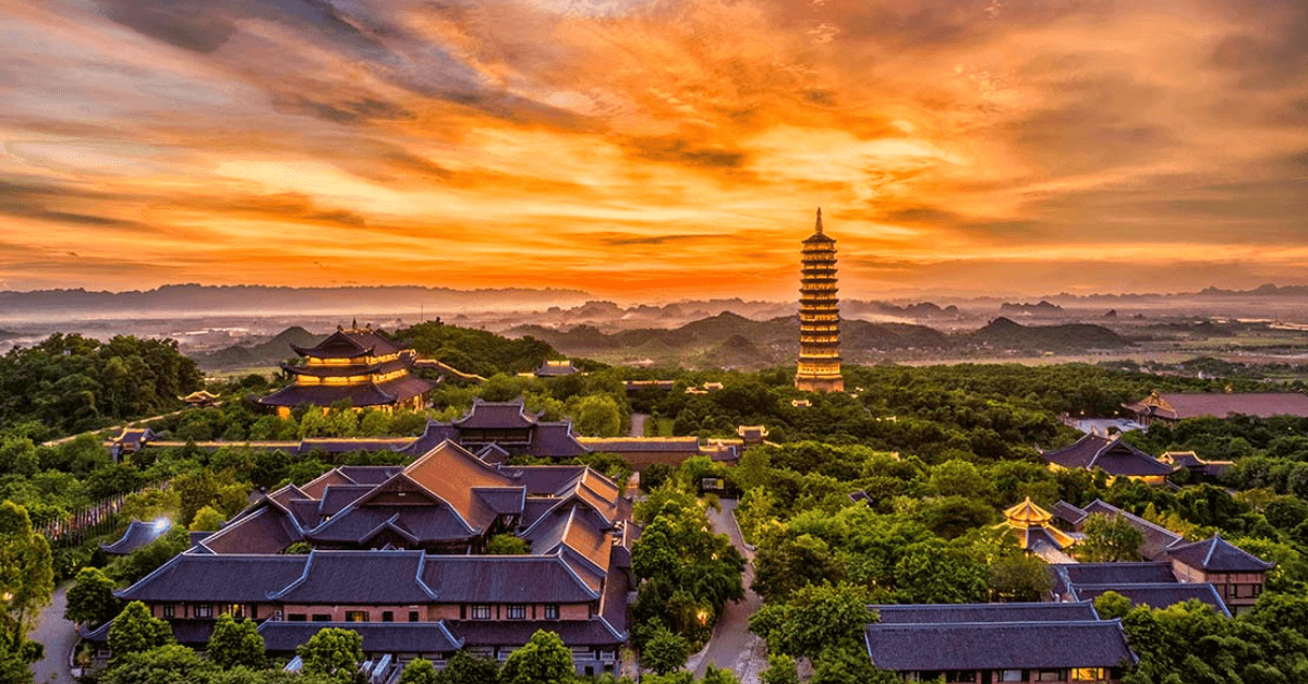 A view of the spectacular Bai Dinh Pagoda complex, essential for any introduction to the area.