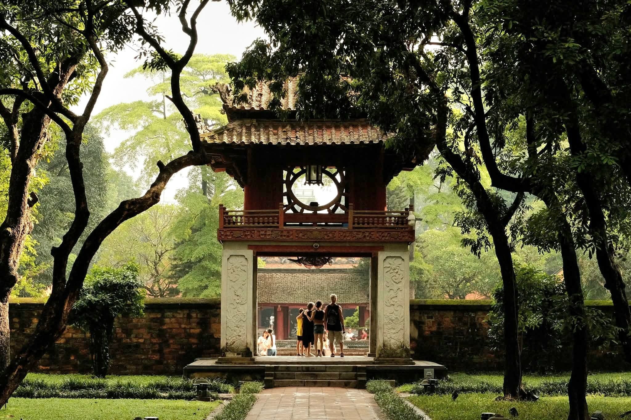 The iconic Khuê Văn Các Pavilion, the official symbol of Hanoi, featured at the Temple of Literature Hanoi.