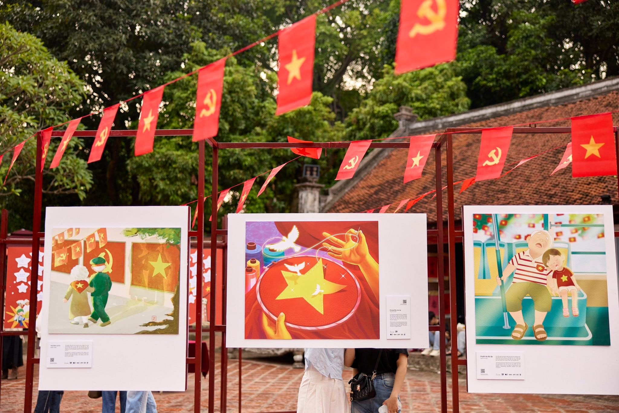 A display of historical artifacts and documents detailing Vietnam’s culture