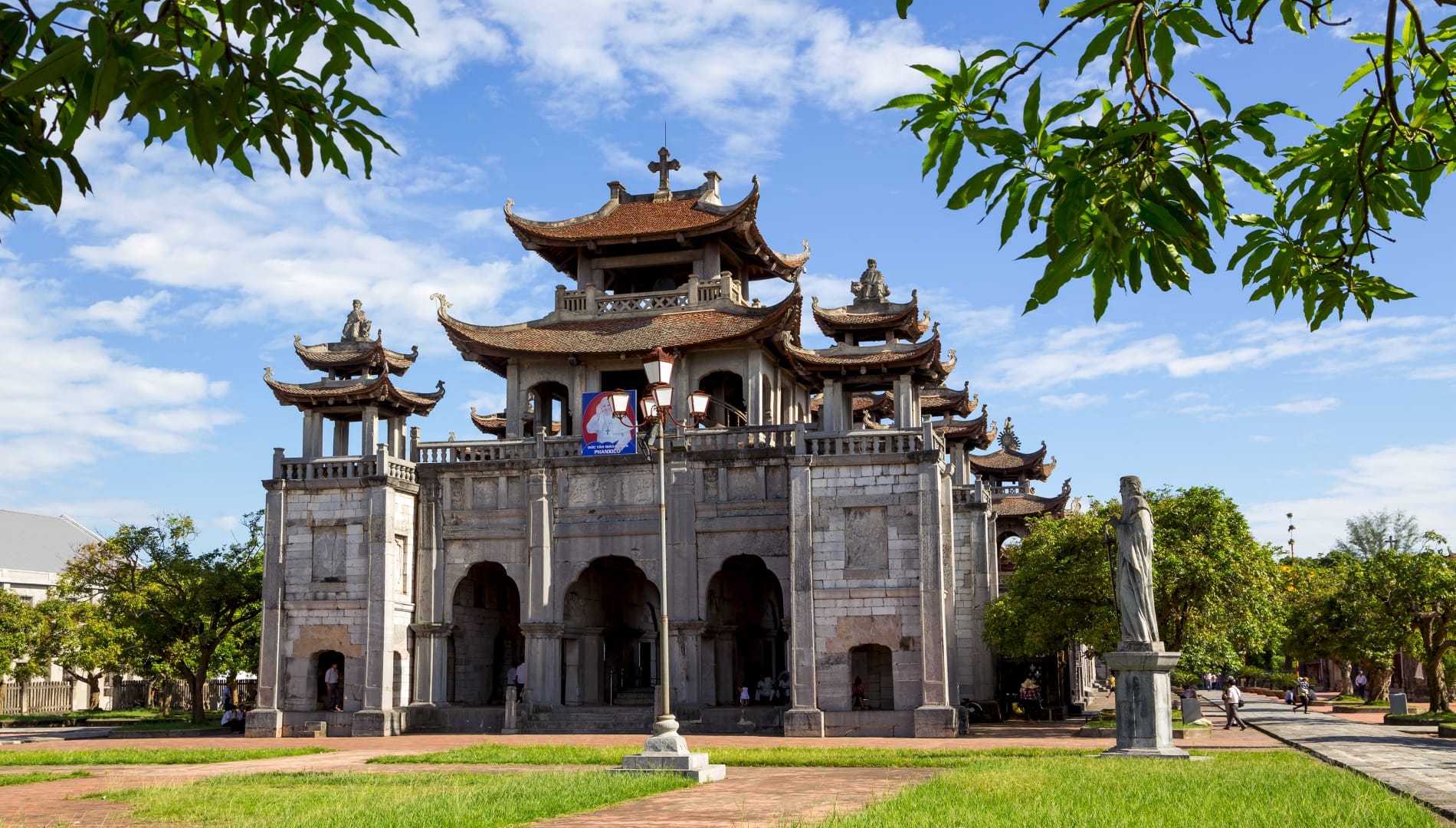 The unique Catholic complex blends Western Gothic architecture with traditional Asian elements