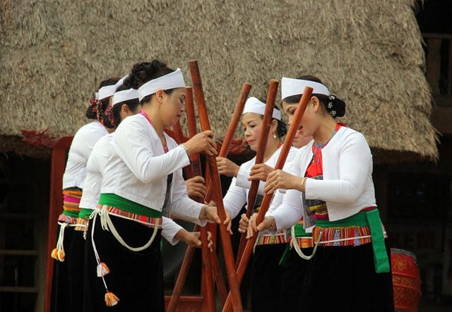 A traditional stilt house in a Muong village, offering insight into the local culture.