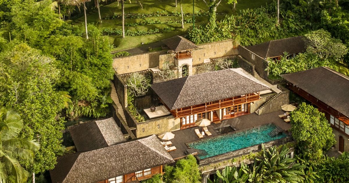 A stunning view of the lush jungle and sacred springs surrounding COMO Shambhala Estate in Ubud.