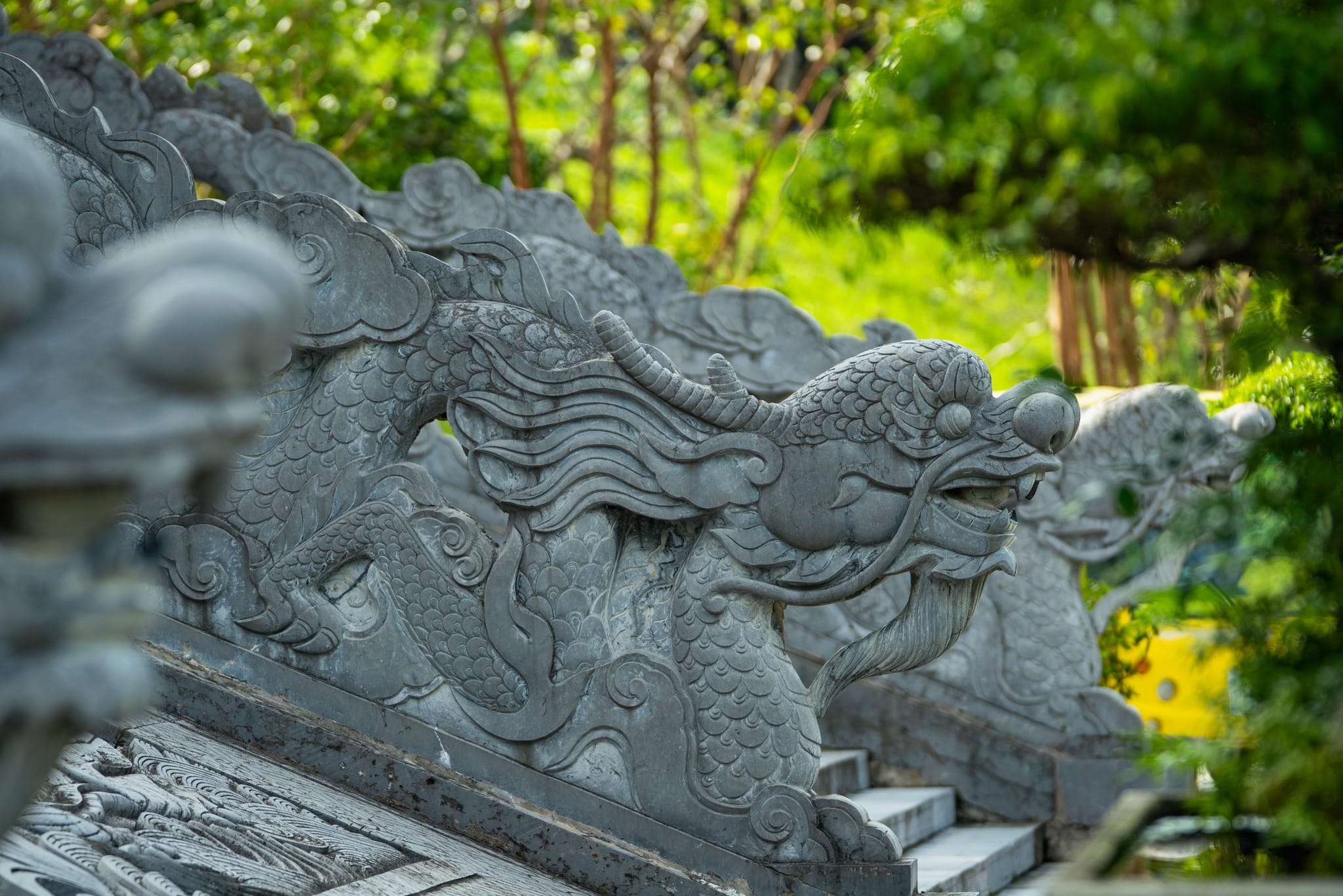 Intricate traditional carvings adorning the impressive Three Internal Gates