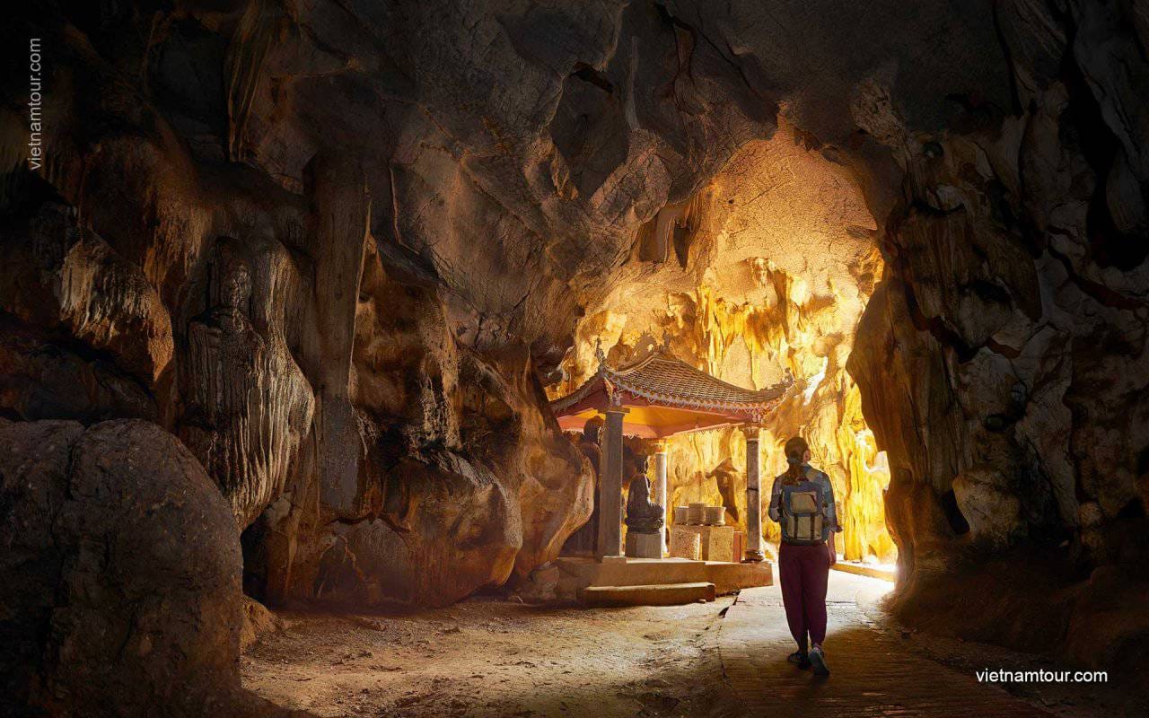 Impressive stalactites and naturally formed chambers within Tien Cave.