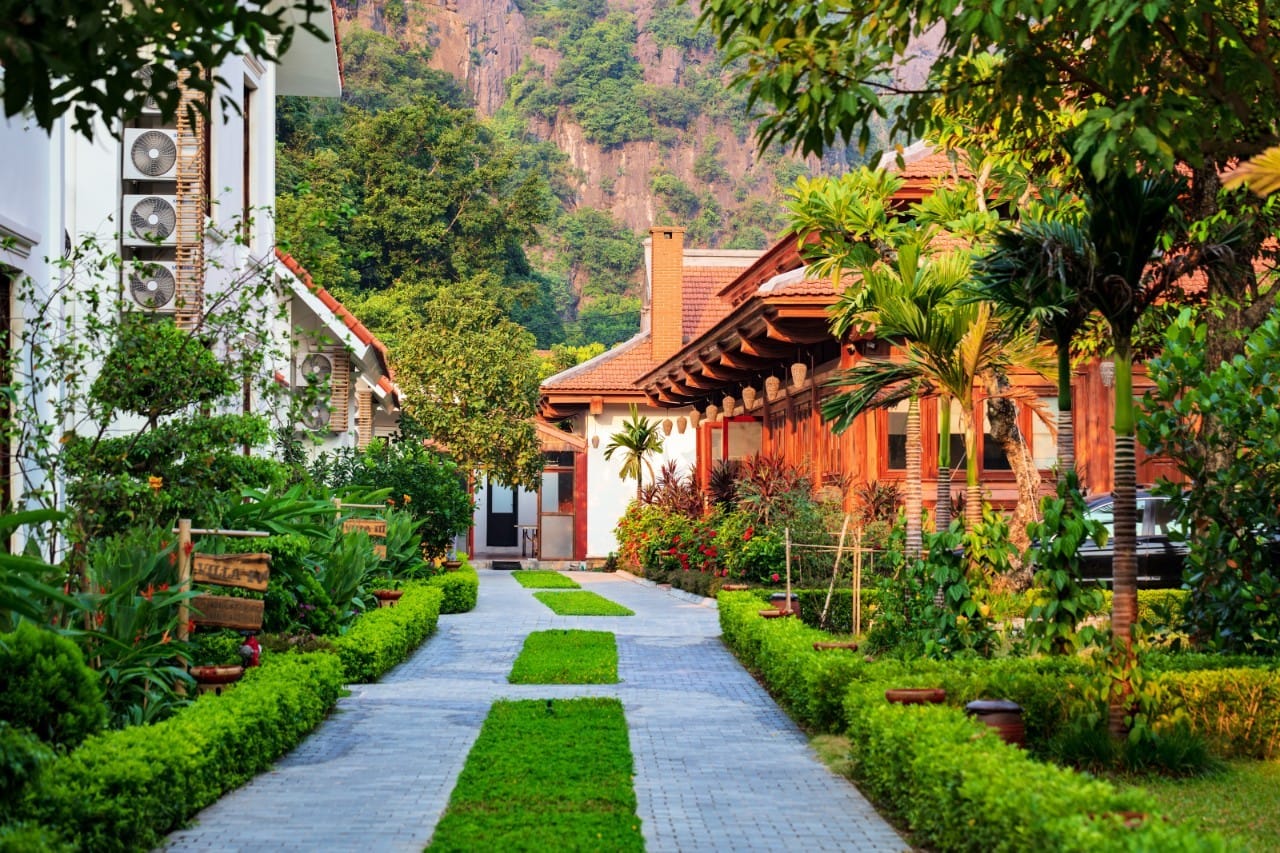 Spacious outdoor lounges offering a refreshing haven after exploring the Trang An Landscape Complex.