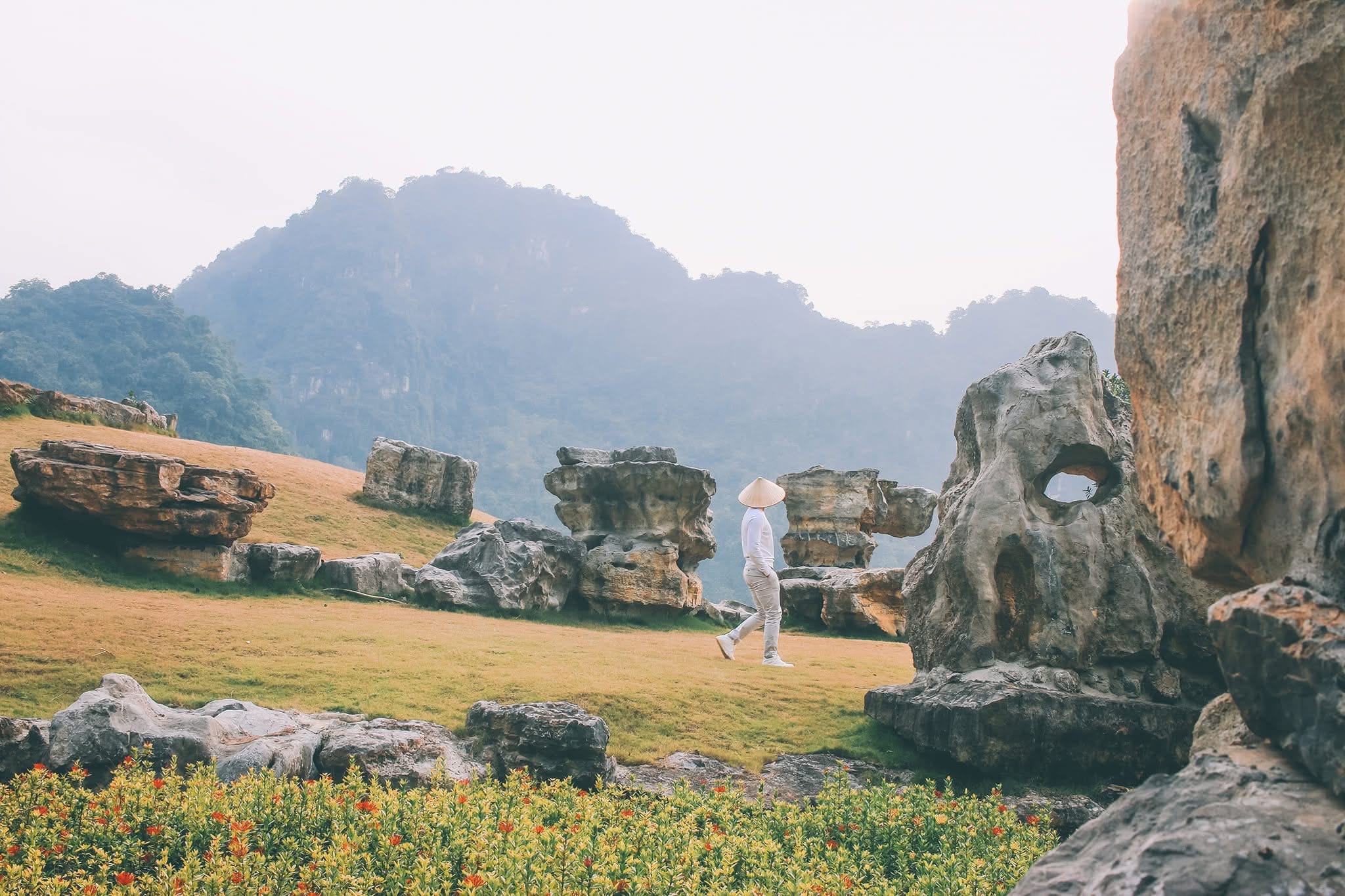 wearing comfortable walking shoes, essential for exploring the park’s many trails and caves.