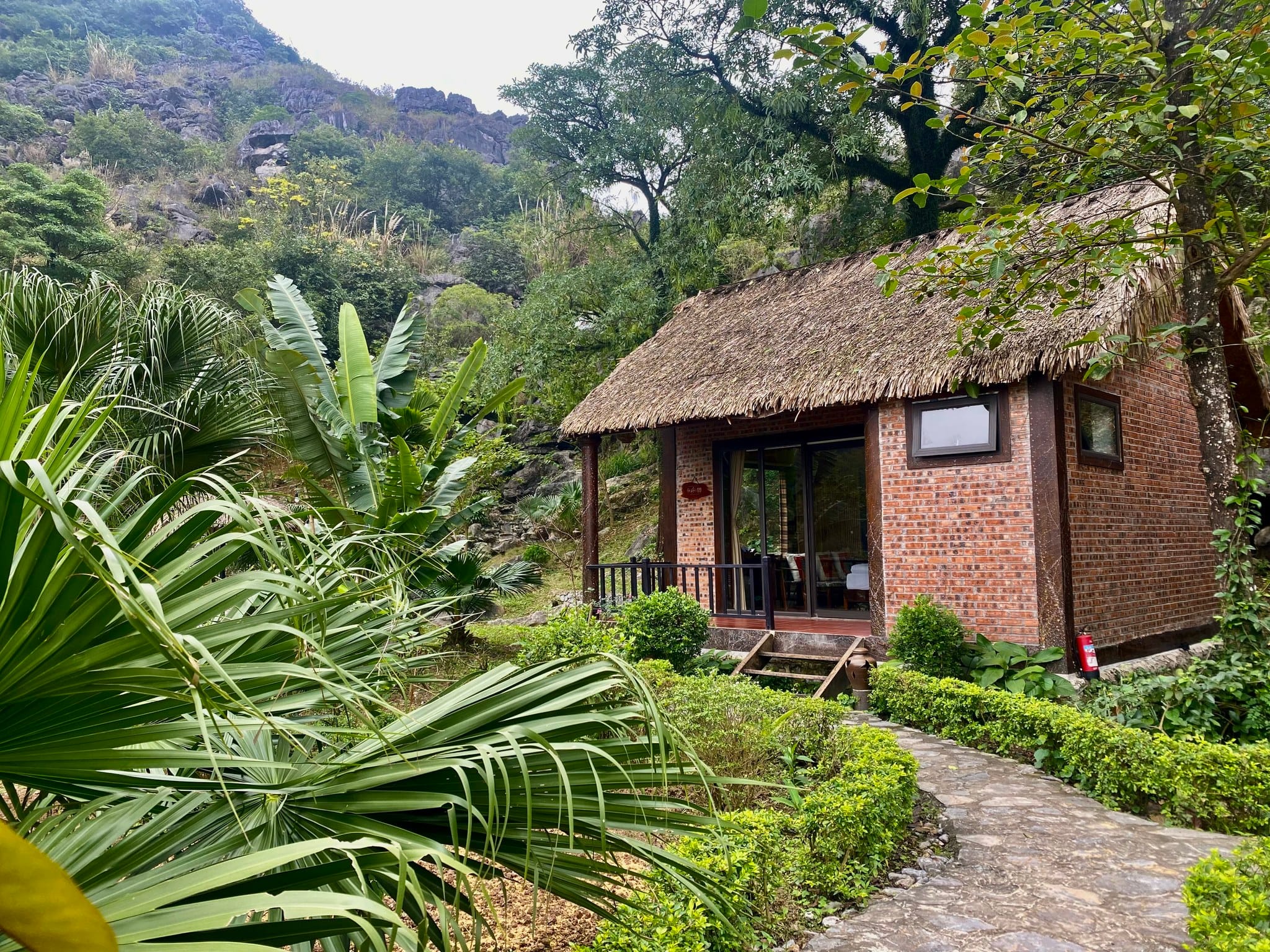 Traditional thatched-roof bungalows reflecting local ethnic elements and rustic simplicity.