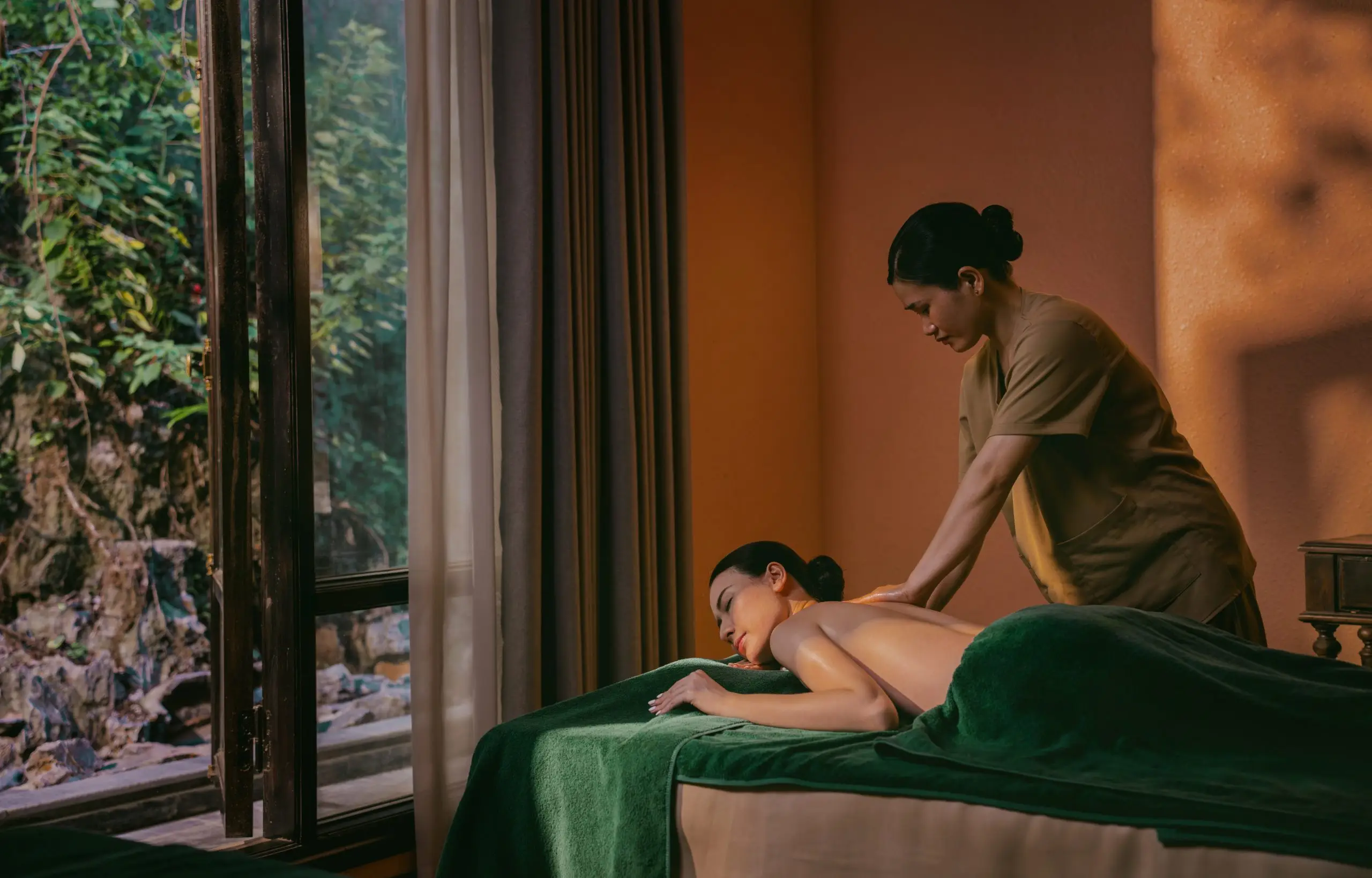 Recharging with an evening wellness treatment at your eco-retreat during a ninh binh 4 days holiday.
