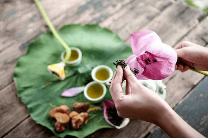relaxing on the covered terrace of your private villa tasting fresh herbal tea and local treats.